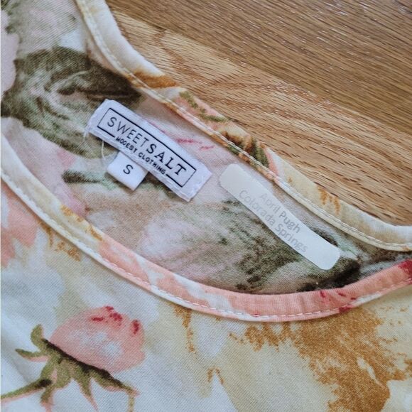 Empire Waist Floral SweetSalt Simple Midi Dress Small - Picture 6 of 7